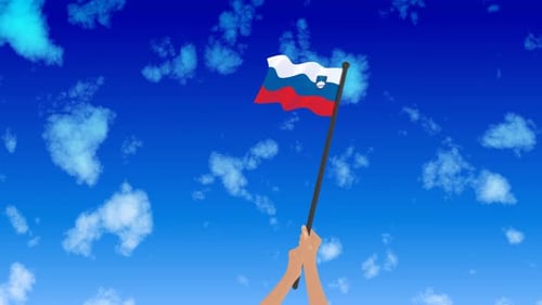 Waving Animated Slovenian Flag in Flat Design