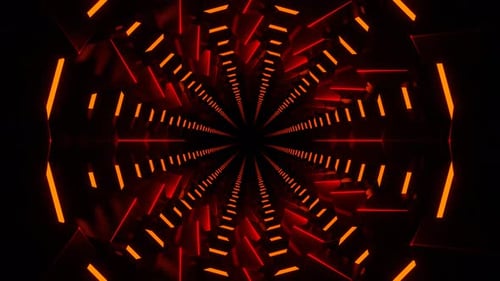 Red And Orange Neon Fantasy Abstract Hallway Background Vj Loop In 4K