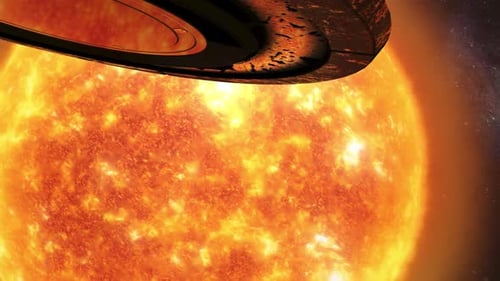 UFO Flying Past The Sun In Deep Space