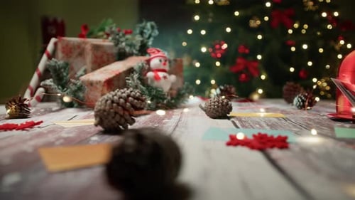 Festive Christmas Decorations with Gifts and Santa Mailbox