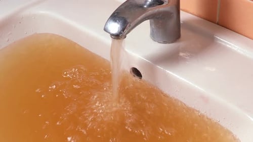 Rusty Water Pours From Tap