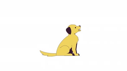 Animación de personajes en 2D con la línea de cola de un lindo perro moviendo la cola