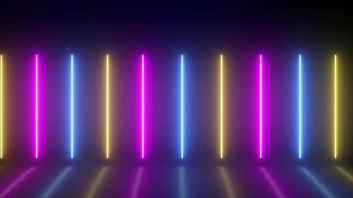 Glowing Neon Line Moving, Neon Glowing Stick On Dark Black Background Seamless Loop Animation, Anima