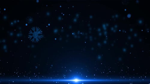 Elegant Blue Snowflakes Falling Loop with Glowing Light