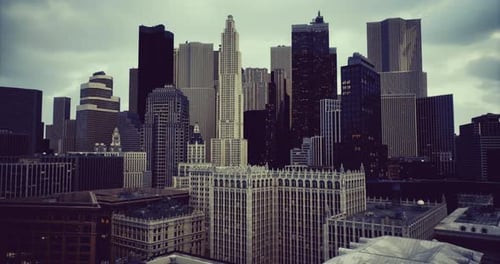 City Skyline Showcases Towering Skyscrapers Against an Evening Sky