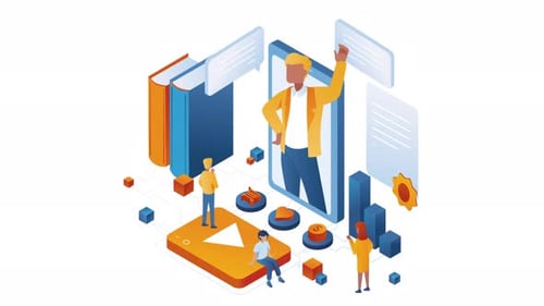 Isometric Digital Education Technology Presentation Concept