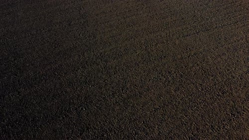 Landscape of Plowed Up Land on an Agricultural Field on a Sunny Autumn Day