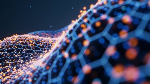 Abstract Futuristic Hexagonal Network Grid with Digital Data Flow