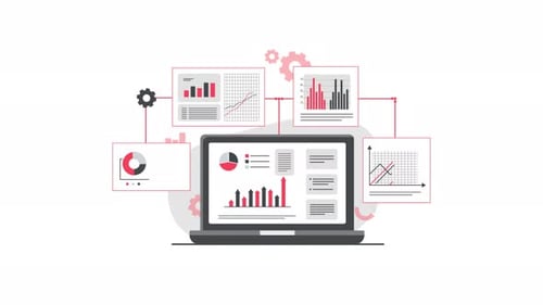 Animated Business Data Visualisation on a Laptop Screen