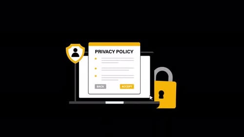 Animated Laptop with Privacy Policy, Accept Button. Privacy Protection Concept Video - Transparent