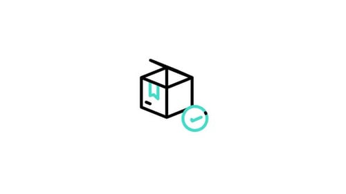 Minimalist Animated Delivery Box and Checkmark Icon