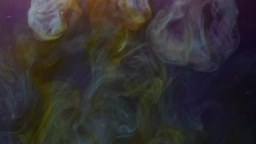 Abstract Fluid Ink Swirls in Teal and Gold