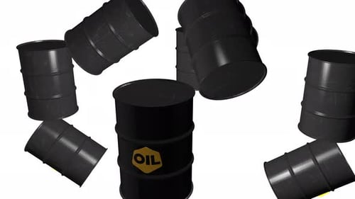 Crude Oil Barrels Flying Animation