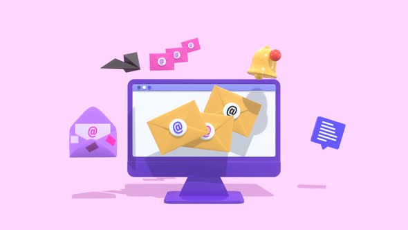 Modern 3D Digital Communication Animation with Emails and Notifications ...