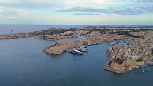 Drone video of the city of Valletta, Malta.