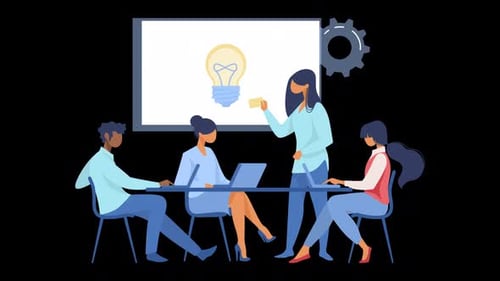 Geschäftsteam diskutiert Idea Animation Hd On Alpha