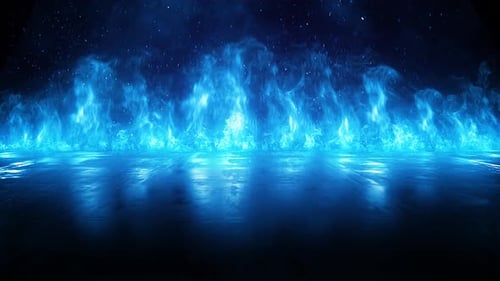 Brennende blaue Flammen und Reflexionsschleife 4K
