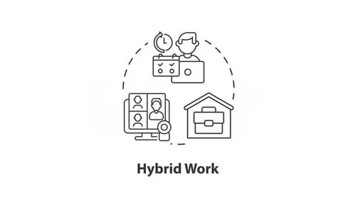 Hybrid work concept icon line animation