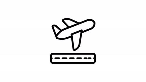 Animated Airplane Takeoff Icon in Flat Design