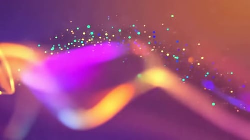 Abstrakte, lebendig leuchtende Lichtspuren und Partikelschleife