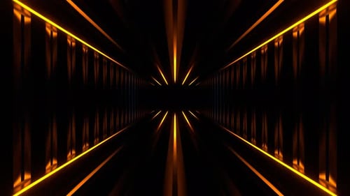Tunnel With Orange And Blue Neon Lines Moving Background Vj Loop In 4K