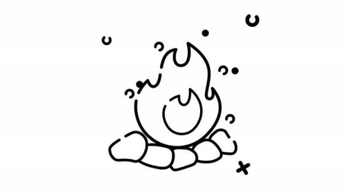 Bonfire line animated icon. Motion graphic animation winter themed