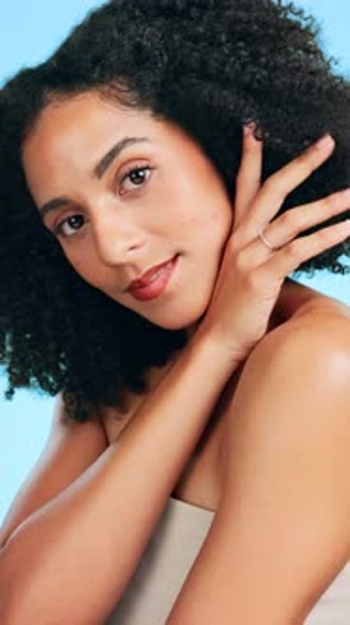 Beauty, face and portrait of a woman in studio for skincare, dermatology and cosmetics