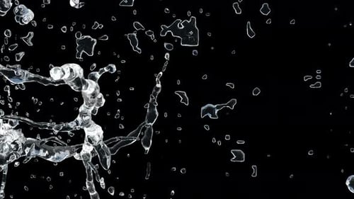 Water Splash Element with Fluid Motion on Alpha Channel