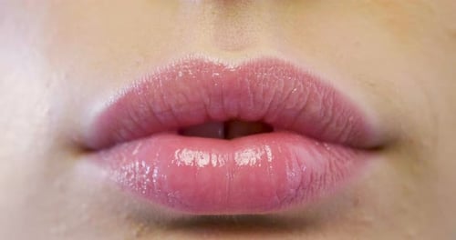 Glossy Lips in Extreme Close Up
