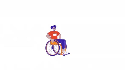 Animated Flat Design Illustration of Person in Wheelchair