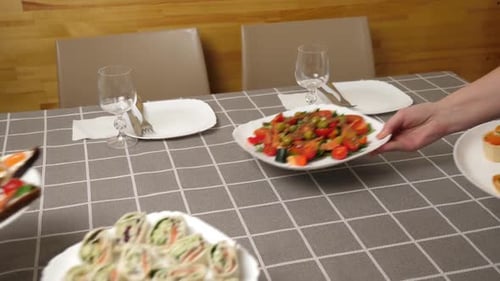 Appetizer Plates on Table, Ready to Eat