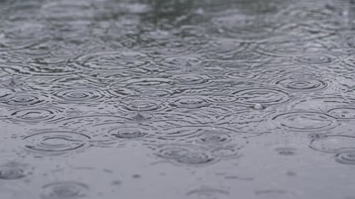 It is Raining, Raindrops in Puddle, Rainy Weather Background