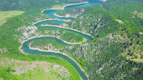 Winding blue river