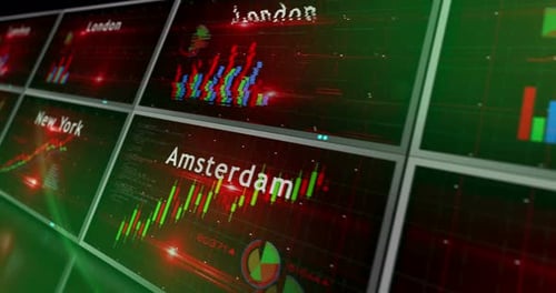 Stock exchange in the world charts and graphs 3d diagram