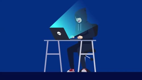 Hacker con computadora portátil robando contraseñas y robando datos confidenciales