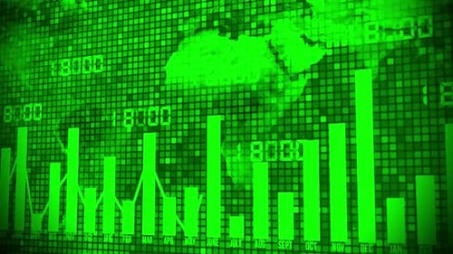 Financial Or Economics Graph With Green Digital Background_V01
