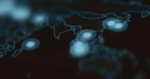Global Technology Network Connection Map Animation