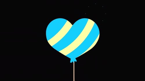 Flat Design Heart Balloon Pop Animation