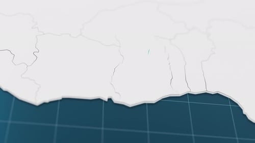 Destaque con azul el mapa 3D de Ghana con puntero rodeado de otros países en blanco