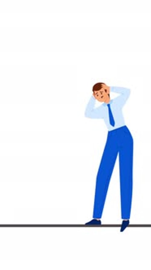 2D Character Shocked Man Vertical Animation
