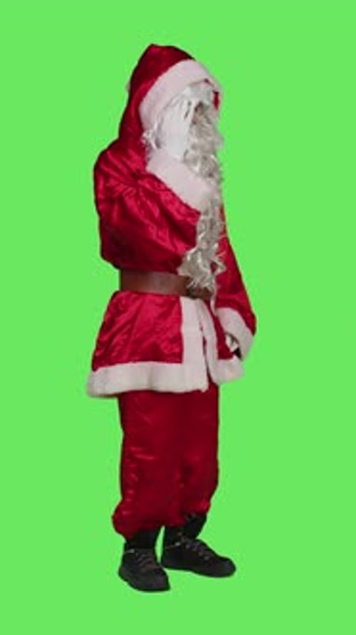 Vertical Video Side View of Father Christmas Unwell with Headache