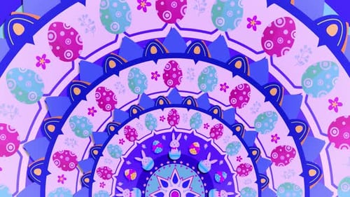 Vibrant Easter Egg and Bunny Geometric Animation