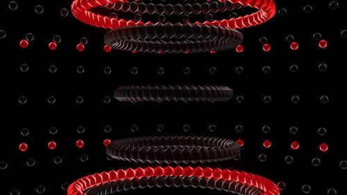 Abstract Geometric Red and Black Pulsing Rings Loop Background