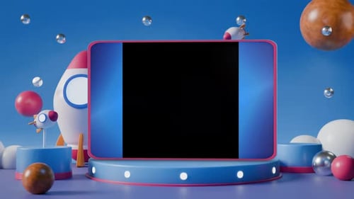 3D Product Display Platform With Light Blue Background Loop