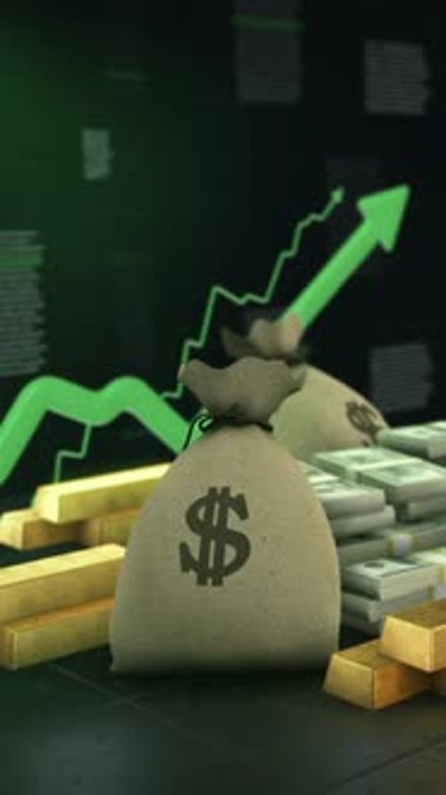 Money Bag Financial Growth Green Trend Vertical Business Animation