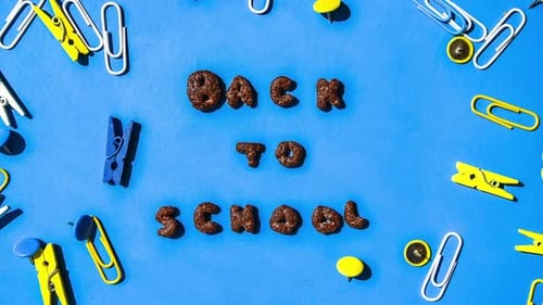 Colorful Back to School Supplies and Candy Message