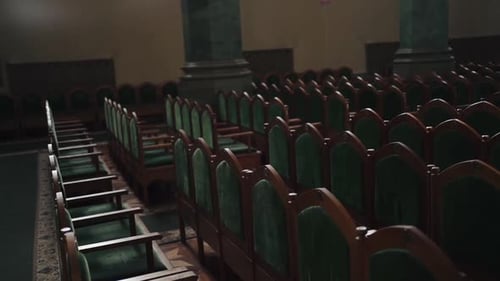 Green seats in church