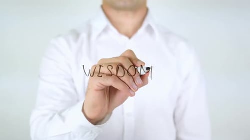 Wisdom Man Writing on Glass