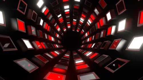 Red And White Slowed Rotation Strobe Tunnel Background Vj Loop In 4 K