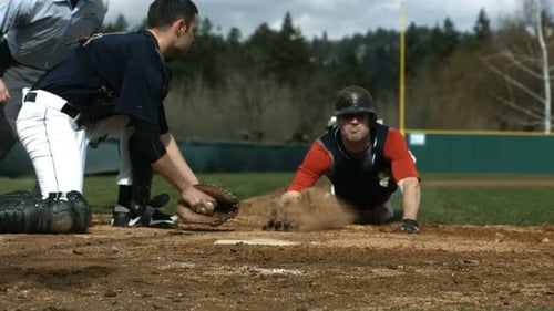 Baseball Player Slides Into Home Plate,